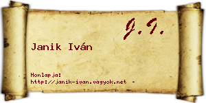 Janik Iván névjegykártya